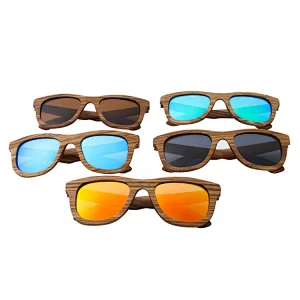 Trendy designer classic wood frame TAC wooden polarized adult sunglasses