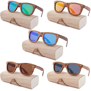New Trendy Designer Colorful Wood Frame Adult Wooden Polarized Sunglasses
