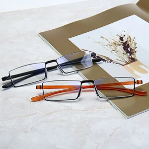 Blue light blocking eyewear TR stainless steel suqare frame reading glasses