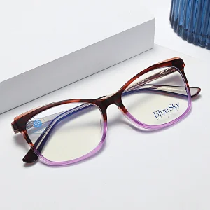 New design eyewear optical metal acetate frames anti blue light eyeglasses