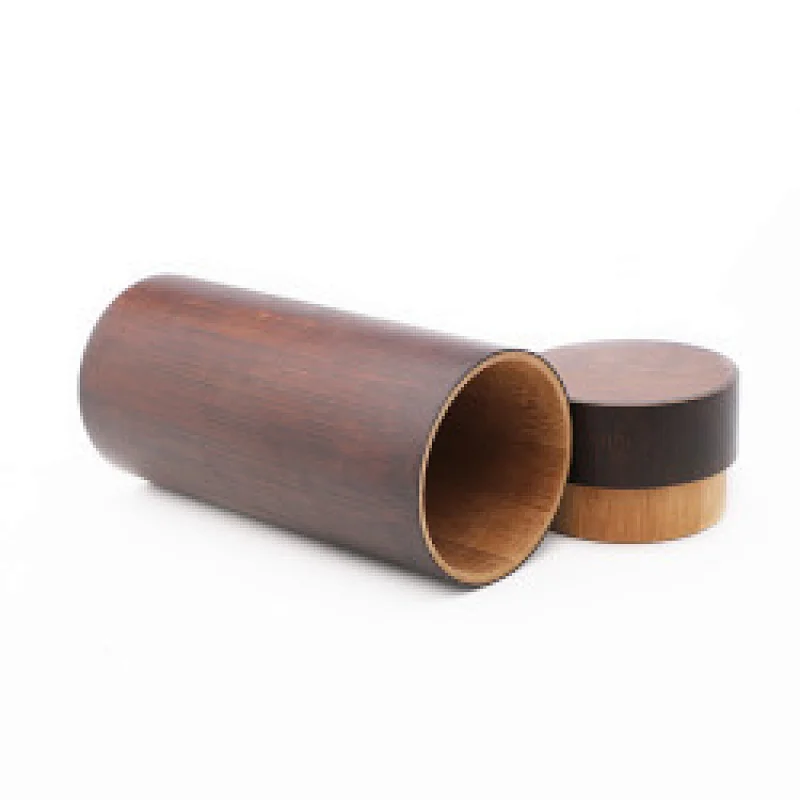 Factory spot wholesale bamboo woodcylindrical bamboo glasses case retro glasses storage box can be engraved with LOGO