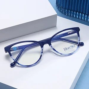 Hot Sale Fatctory OEM Acetate Blue Myopia Women Frame Glasses