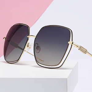 Polarized sun glasses metal square oversized fashion unisex sunglasses with custom logo
