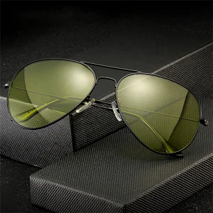 Wholesale custom logo double bridge driving UV400 sun glasses polarized night vision sunglasses goggles