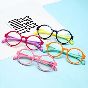 Anti Blue Light Blocking Kids Silicone Eyeglasses Children Girl Boy Optical Round Frame Eyewear