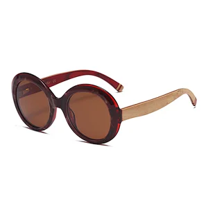 New Fashion Cheap Custom Glasses Round Wood Frame Sunglasses Polarized