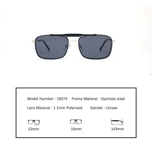 Fashion Polarized Metal Frame Luxury Bar Clip Stainless Steel Sunglass
