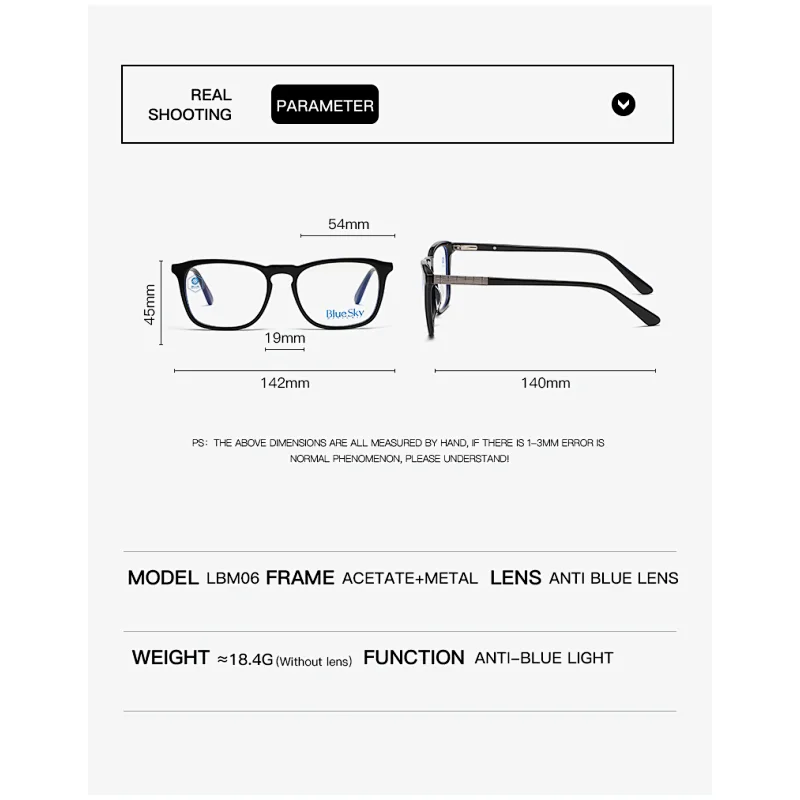 In Stock Fashion Able Metal Glass Frame Eyeglass Geometrical Retro Anti-Radiation Acetate Eyewear