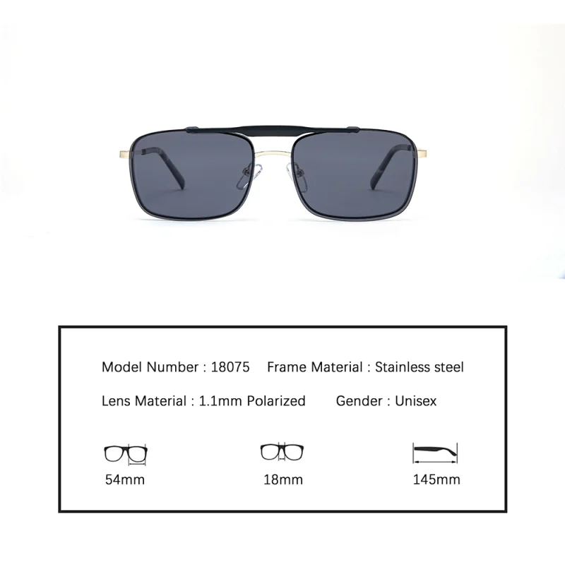 New Design Metal Frame Polarized Luxury Bar Clip Stainless Steel Sunglass