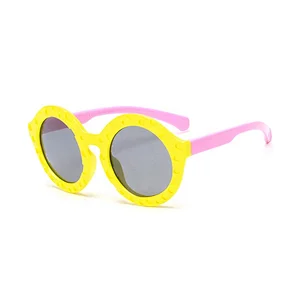 TAC Lens Child Silica Gel Frame Sun Glasses Round Flexible Polarized Kids Sunglasses