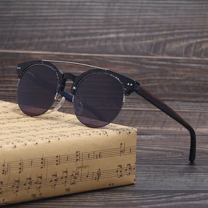 Classic and stylish acetate round half frame polarized sunglasses with custom logo
