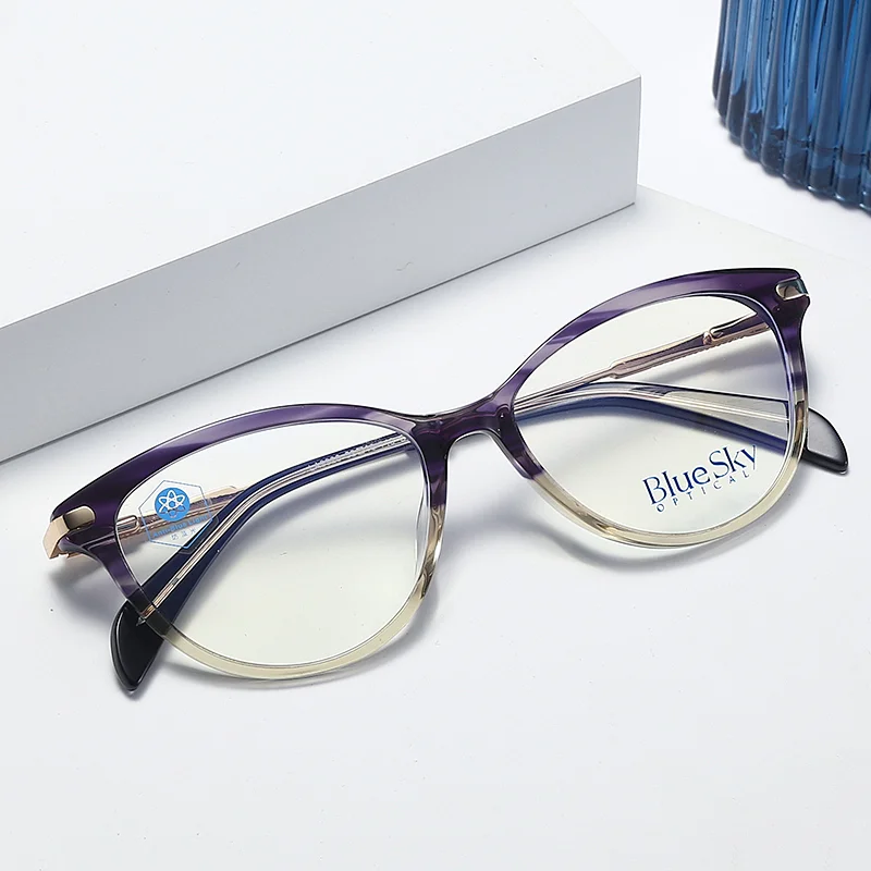 Fashion designed bluelight optical glasses acetate metal frames spectacle eyewear
