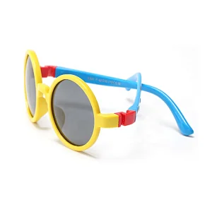 Wholesale custom logo kids fashion polarized OEM design round silica gel frame sunglasses for children