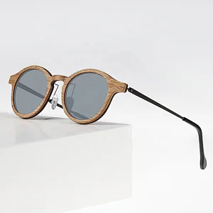 Wholesale brand designer polarized wood frame sunglasses with custom logo