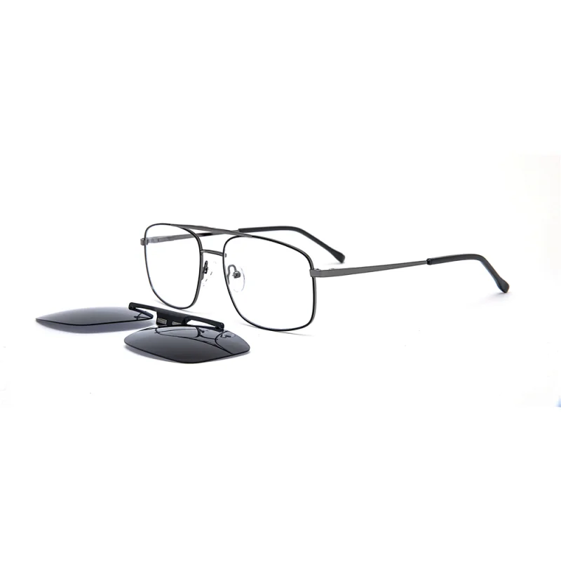 Top Fashion Uv400 Polarized Polarized 2021 Carbon Fiber Large Metal Square Women Clip Stainless Steel Sunglass