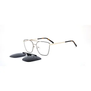 In Stock 2021 Polarized Carbon Fiber Aviation Large Metal Square Women Gold Big Clip Stainless Steel Sunglass