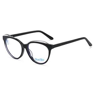 Wholesale acetate metal computer unisex anti blue light optical glasses eyeglasses frames