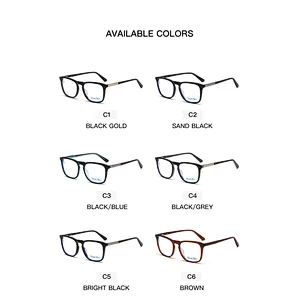 In Stock Fashion Able Metal Glass Frame Eyeglass Geometrical Retro Anti-Radiation Acetate Eyewear