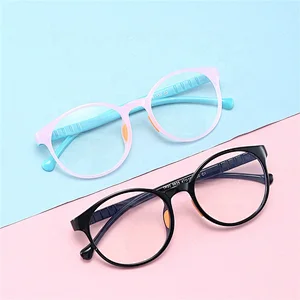 Custom flexible tr90 silica gel boy and girl blue light blocking glasses optical kids glasses frame