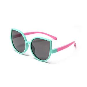 New design custom cat eye shape silica gel frame boy and girl sun glass fashionable sunglasses