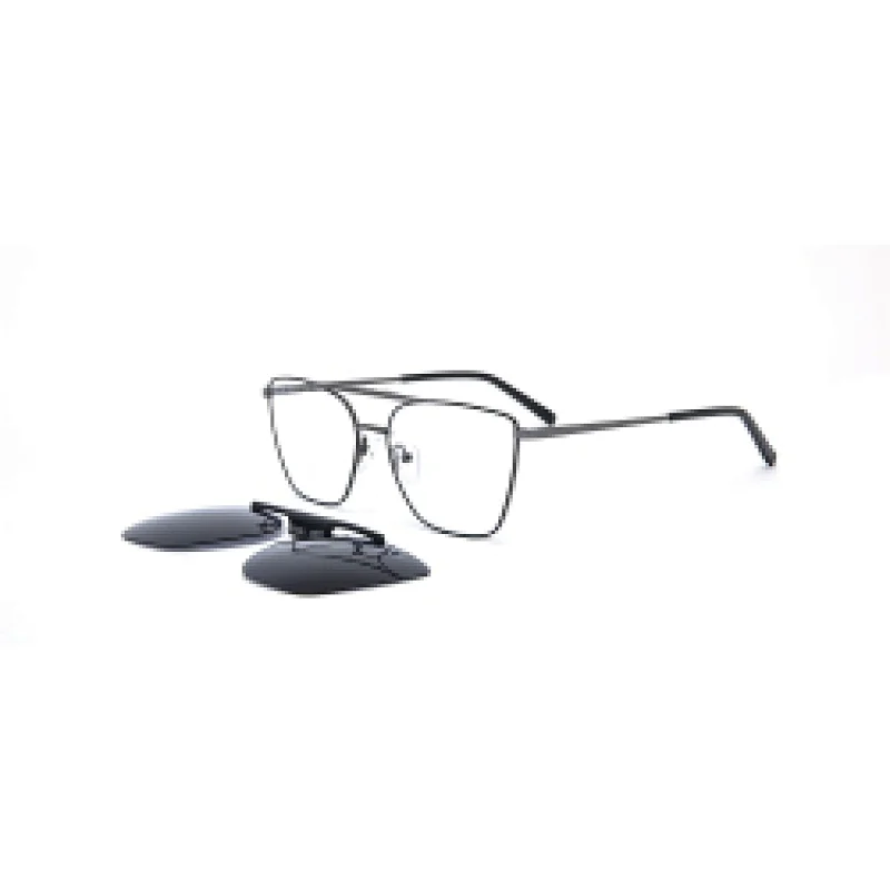 In Stock 2021 Polarized Carbon Fiber Aviation Large Metal Square Women Gold Big Clip Stainless Steel Sunglass