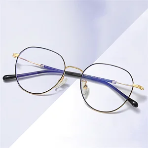 Custom LOGO fashion mens womens blue light blocker glasses metal optical geyeglass frame