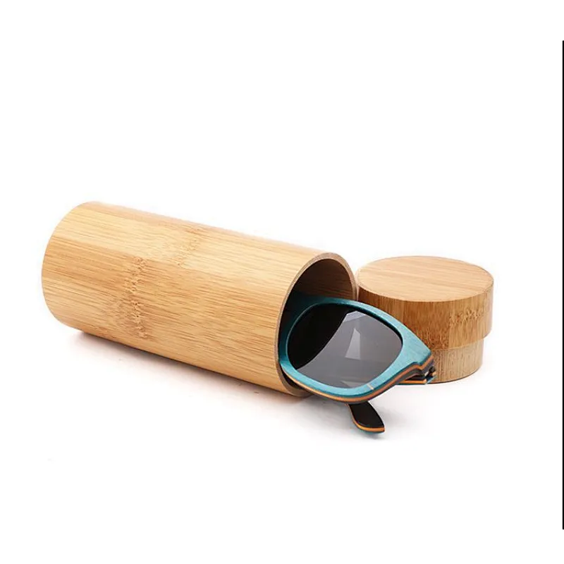 Factory spot wholesale bamboo woodcylindrical bamboo glasses case retro glasses storage box can be engraved with LOGO