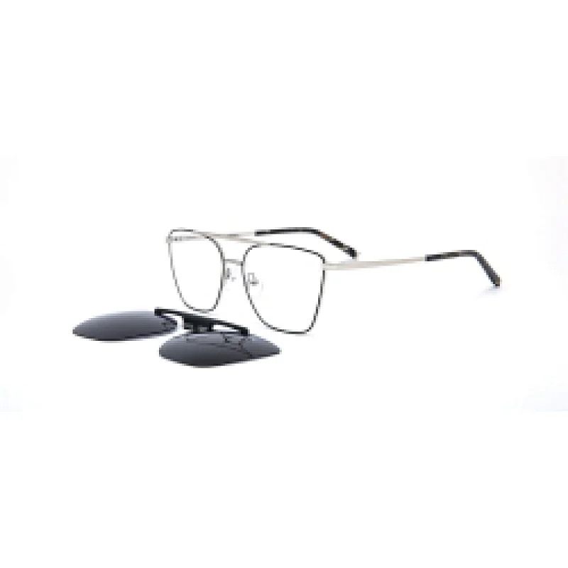 In Stock 2021 Polarized Carbon Fiber Aviation Large Metal Square Women Gold Big Clip Stainless Steel Sunglass