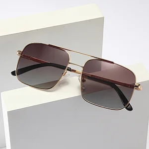 Trendy sun glasses metal square frame fashion TAC polarized sunglasses