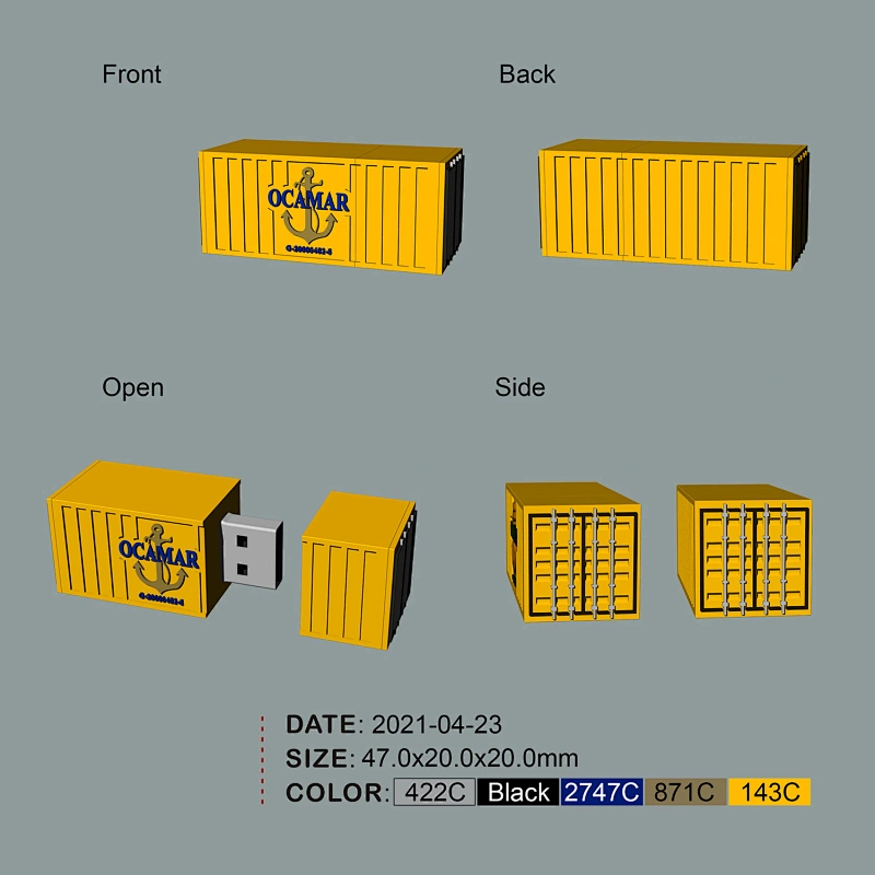 3D Custom Container Design Rubber USB Flash Drive