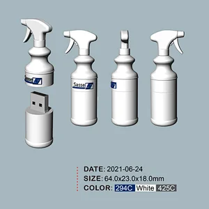 Latest 3D PVC Spary Bottle USB 2.0 Flash Drive Custom Logo