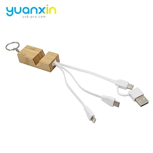 4 in 1 Bamboo eco usb charging  cable
