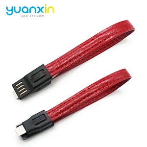 Micro PU leather keychain usb cable