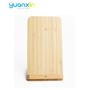 Eco Friendly Bamboo Desktop Wireless Charger with phone holder