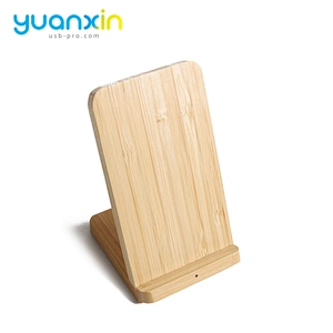Eco Friendly Bamboo Desktop Wireless Charger with phone holder
