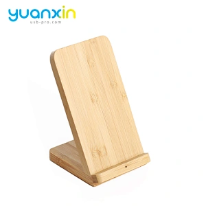 Eco Friendly Bamboo Desktop Wireless Charger with phone holder
