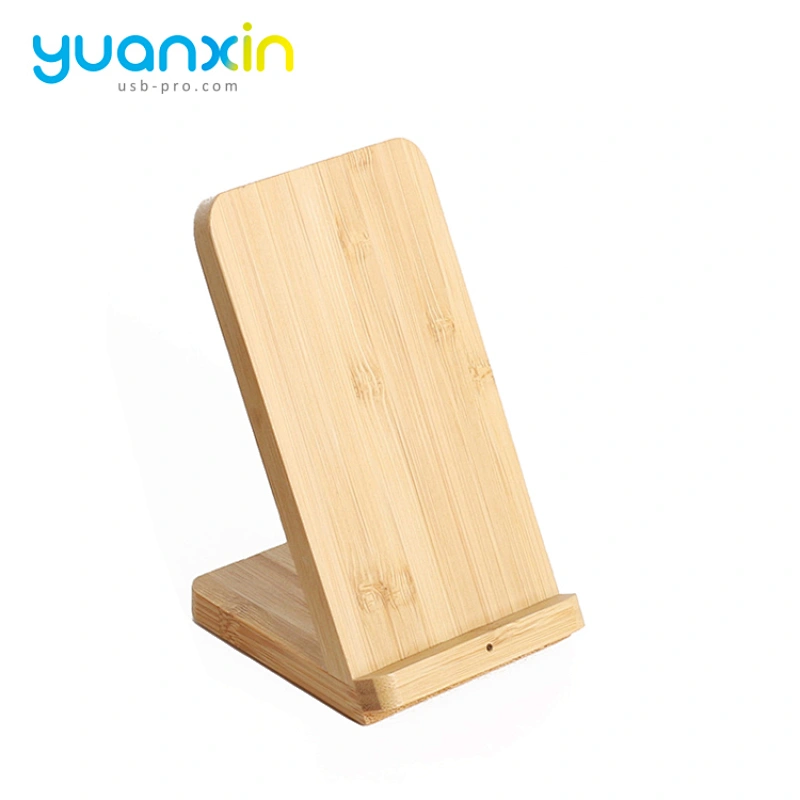 Eco Friendly Bamboo Desktop Wireless Charger with phone holder
