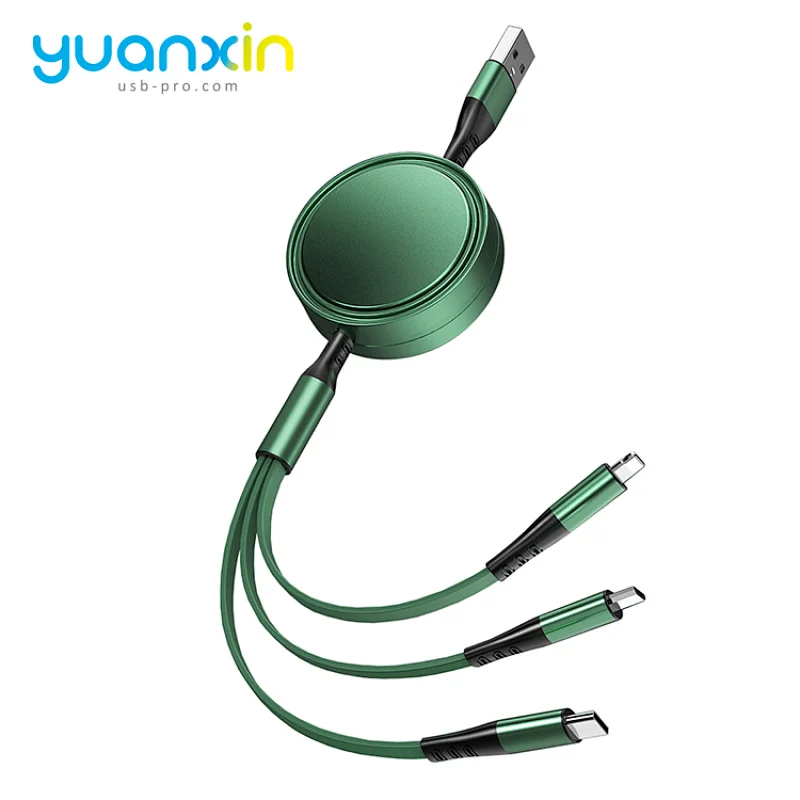 Round 3 in 1 retract Charging Cable