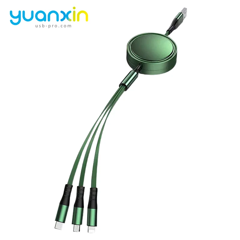 Round 3 in 1 retract Charging Cable