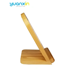 Eco Friendly Bamboo Desktop Wireless Charger with phone holder