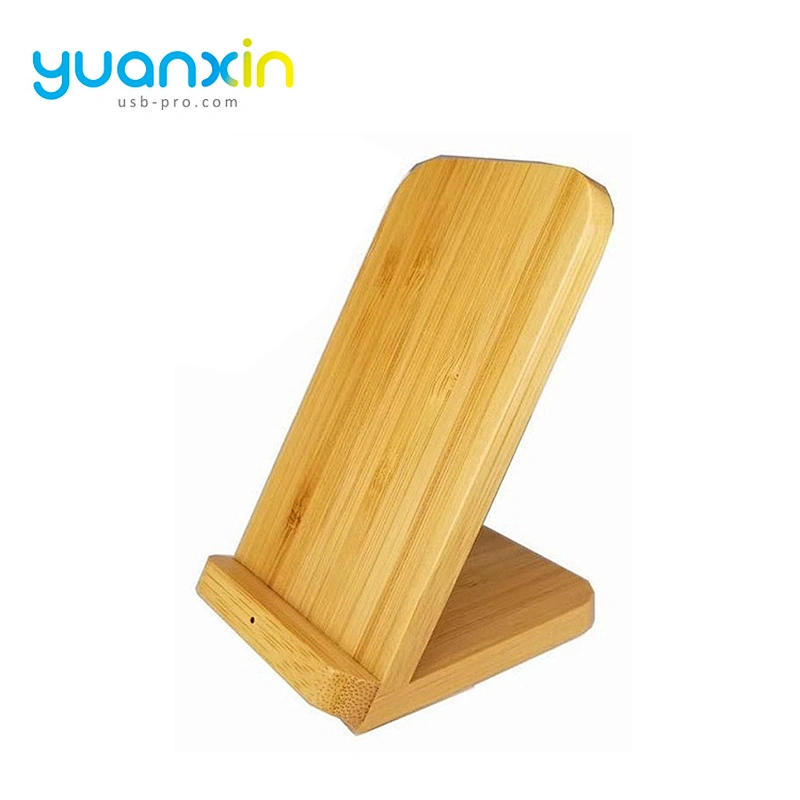 Eco Friendly Bamboo Desktop Wireless Charger with phone holder