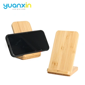 Eco Friendly Bamboo Desktop Wireless Charger with phone holder