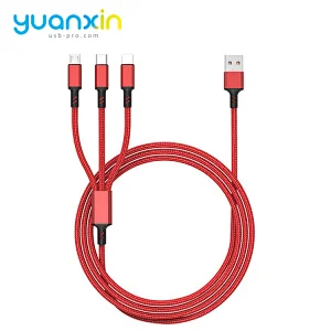 Custom 3 in 1 classic braided usb cabl