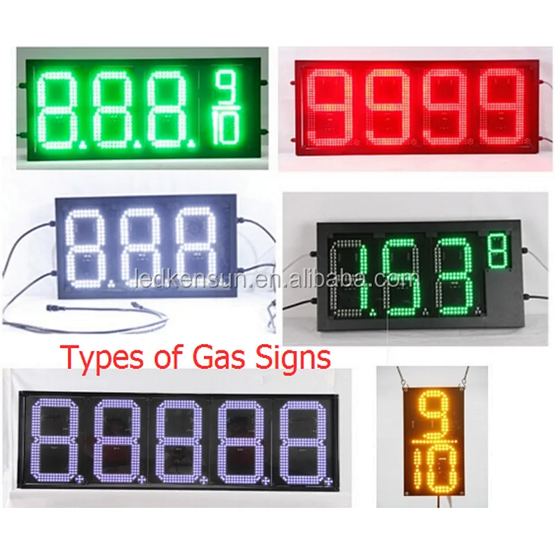 8inch 12inch 16inch 24inch white/red/green/yellow blue color  led display Gas Station LED Price Sign