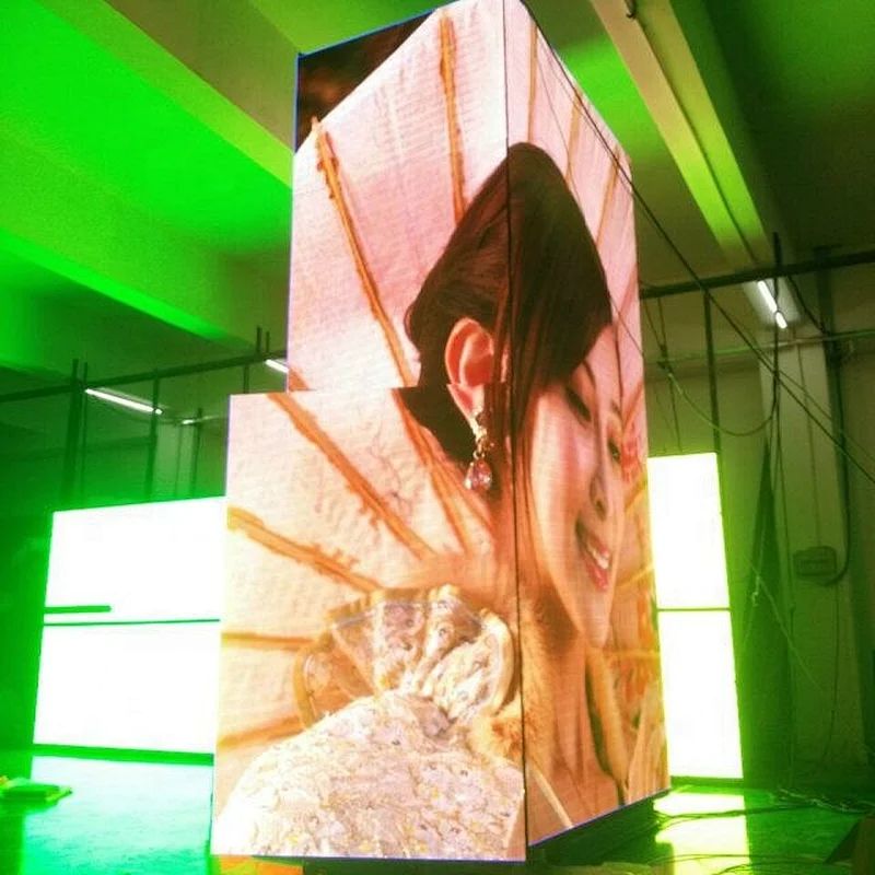 Hot sale high quality customized screen size Video display Four-sided cube LED video wall P2.5/P3/P4 cube led screen