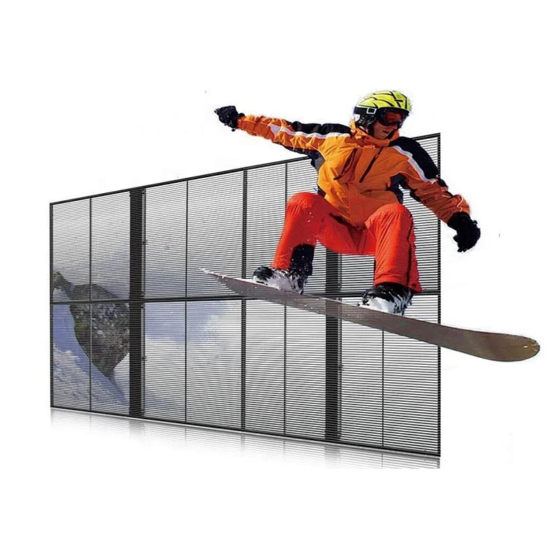 High refresh rate P3.91-7.81 indoor high brightness fixed window video advertising display transparent led screen