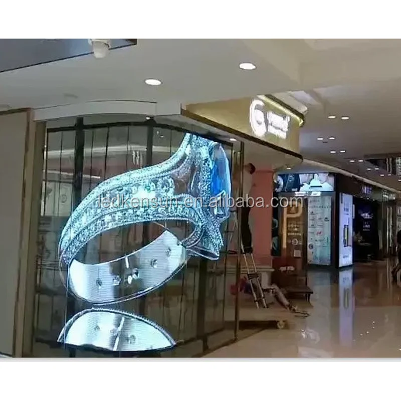 Curve Transparent led display Indoor p3.9-7.8 Full color smd curved led video wall glass led screen for store
