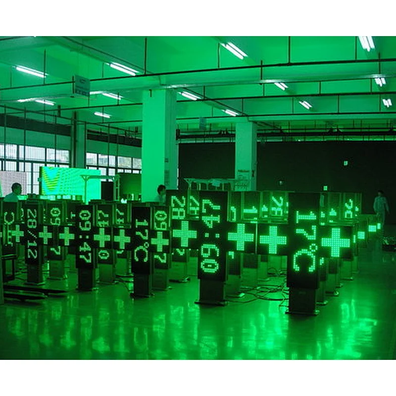 Chinese factory price single green P10 outdoor double sided waterproof hospital pharmacy cross led display screen