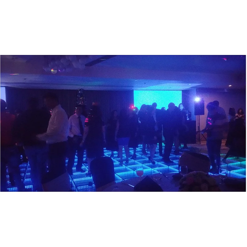 Stock products 3D infinite LED dance floor  LED mirror tempered glass dance floor portable moving rental 50cm*50cm for party