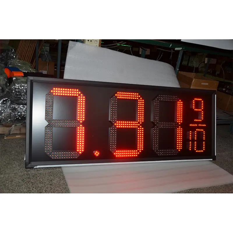 IP53 15inch Red 8.88 9/10 Led Gas Price Sign Aluminum Frame Cabinet